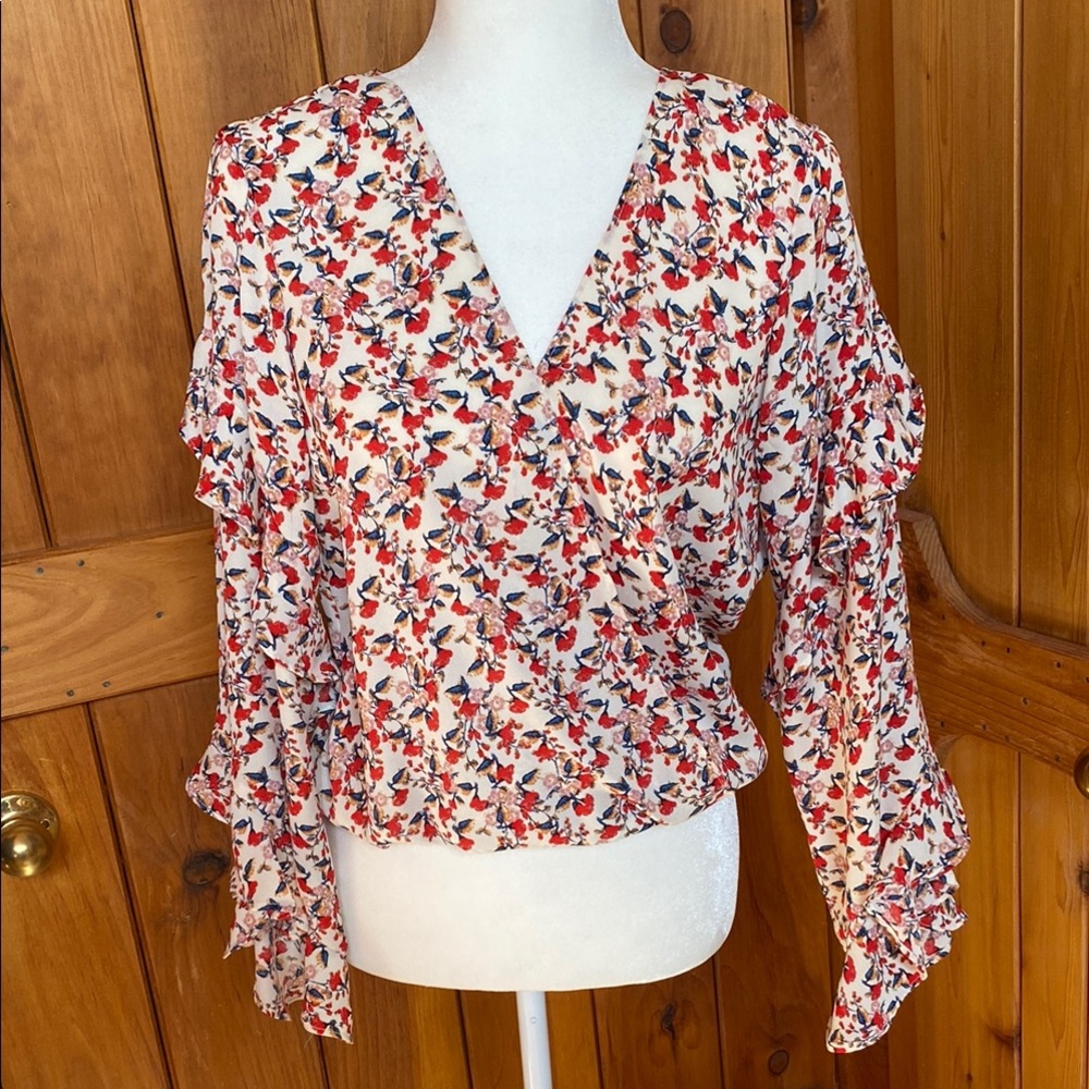 Floral V-Neck wrap style Women's Top
